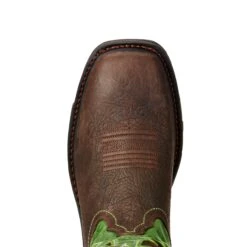 Ariat® Men's WorkHog Wide Square Toe Brown & Green Work Boots 10020083 -Ariat 10020083 toe