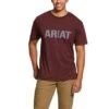 Ariat Men's Rebar Cottonstrong Block Logo Burgundy Shirt 10030289 -Ariat 10030289 front