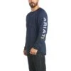 Ariat® Men's Rebar Heat Fighter Long Sleeves Navy T-Shirt 10031032 -Ariat 10031032 front