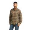 Ariat® Men's Hartford Boardwalk Brown Plaid Long Sleeve Shirt 10037335 -Ariat 10037335a