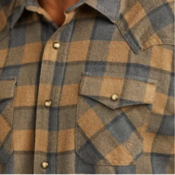 Ariat® Men's Hartford Boardwalk Brown Plaid Long Sleeve Shirt 10037335 -Ariat 10037335c