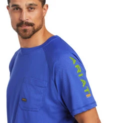 Ariat® Men's Rebar Heat Fighter Short Sleeve Blue T-Shirt 10039462 -Ariat 10039462 01