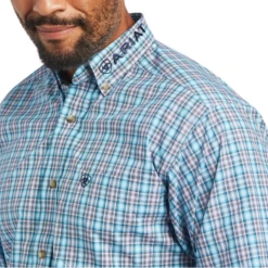 Ariat® Men's White Fitted Pro Team Button Down Shirt 10040791 -Ariat 10040791b