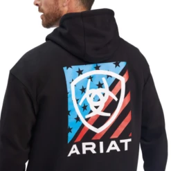 Ariat® Men's Black Americana Block Pullover Hoodie 10041680 -Ariat 10041680b