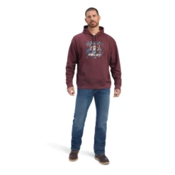 Ariat® Men's Southwest Block Malbec Heather Hoodie 10041722 -Ariat 10041722c