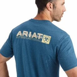 Ariat® Men's Linear Octane Steel Blue Heather Graphic T-shirt 10042760 -Ariat 10042760d
