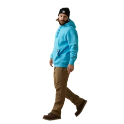 Ariat® Men's Rebar Roughneck Heather Blue Pullover Hoodie 10043362 -Ariat 10043362c