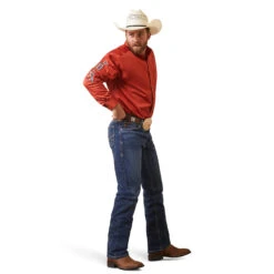 Ariat Men's Team Logo Twill Easy Tiger Orange Button Up Shirt 10043522 -Ariat 10043522 full 1