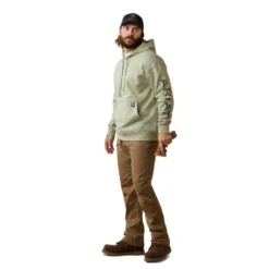 Ariat® Men's Rebar Graphic Heather Sage Pullover Hoodie 10043588 -Ariat 10043588c