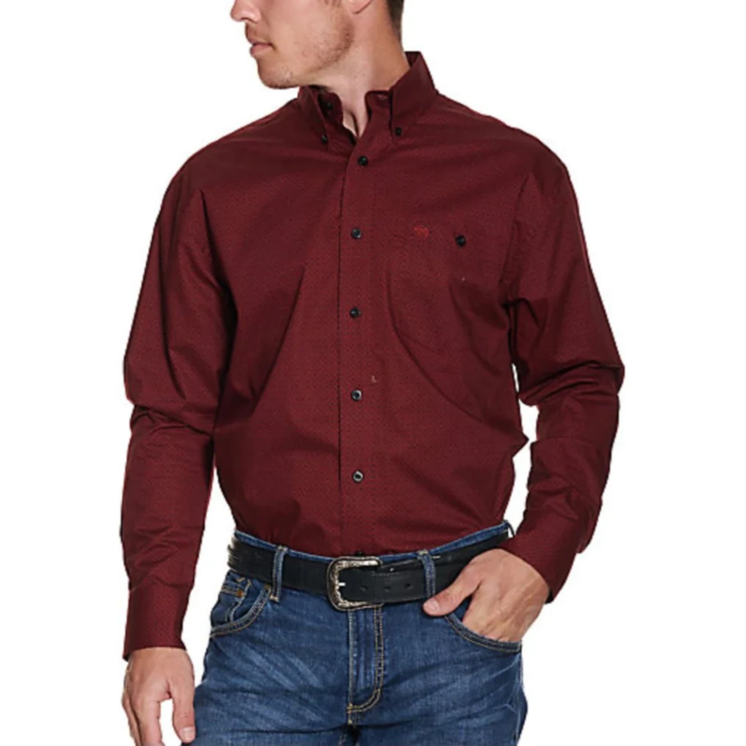 Wrangler® Men's Classic Diamond Floral Red Button Down Shirt 112318493 3 Wrangler® Men's Classic Diamond Floral Red Button Down Shirt 112318493