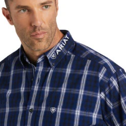 Ariat Men's Team Wells Blue Depths Button Down Shirt 10038083 -Ariat 1280 QZXaucGCVMW8