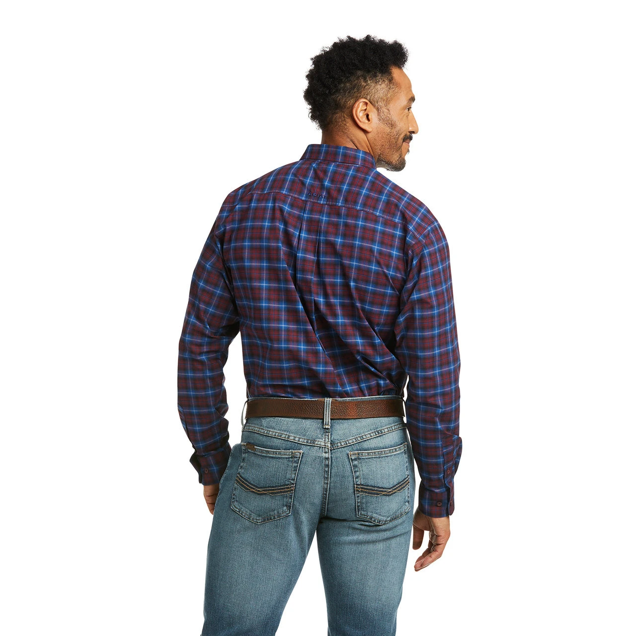 Ariat Men's Pro Series Stretch Blue Sapphire Plaid LS Shirt 10036907 4 Ariat Men's Pro Series Stretch Blue Sapphire Plaid LS Shirt 10036907 - Image 2