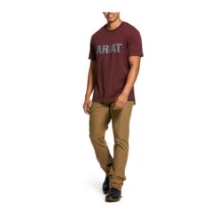 Ariat Men's Rebar Cottonstrong Block Logo Burgundy Shirt 10030289 -Ariat 1280 k6KuLoKN0851