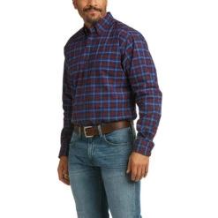 Ariat Men's Pro Series Stretch Blue Sapphire Plaid LS Shirt 10036907
