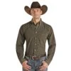 Panhandle® Men's Olive Green Plaid Button Down Shirt 36S2558 -Ariat 36S2558