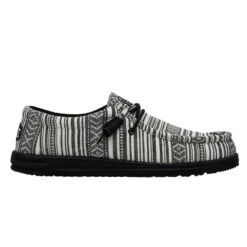 Hey Dude Men's Wally Serape Gravel Black Slip On Shoes 40017-0YB 10 Hey Dude Men's Wally Serape Gravel Black Slip On Shoes 40017-0YB -Ariat 40017 0YB WALLY SERAPE BLACK GRAVEL LEFT 111
