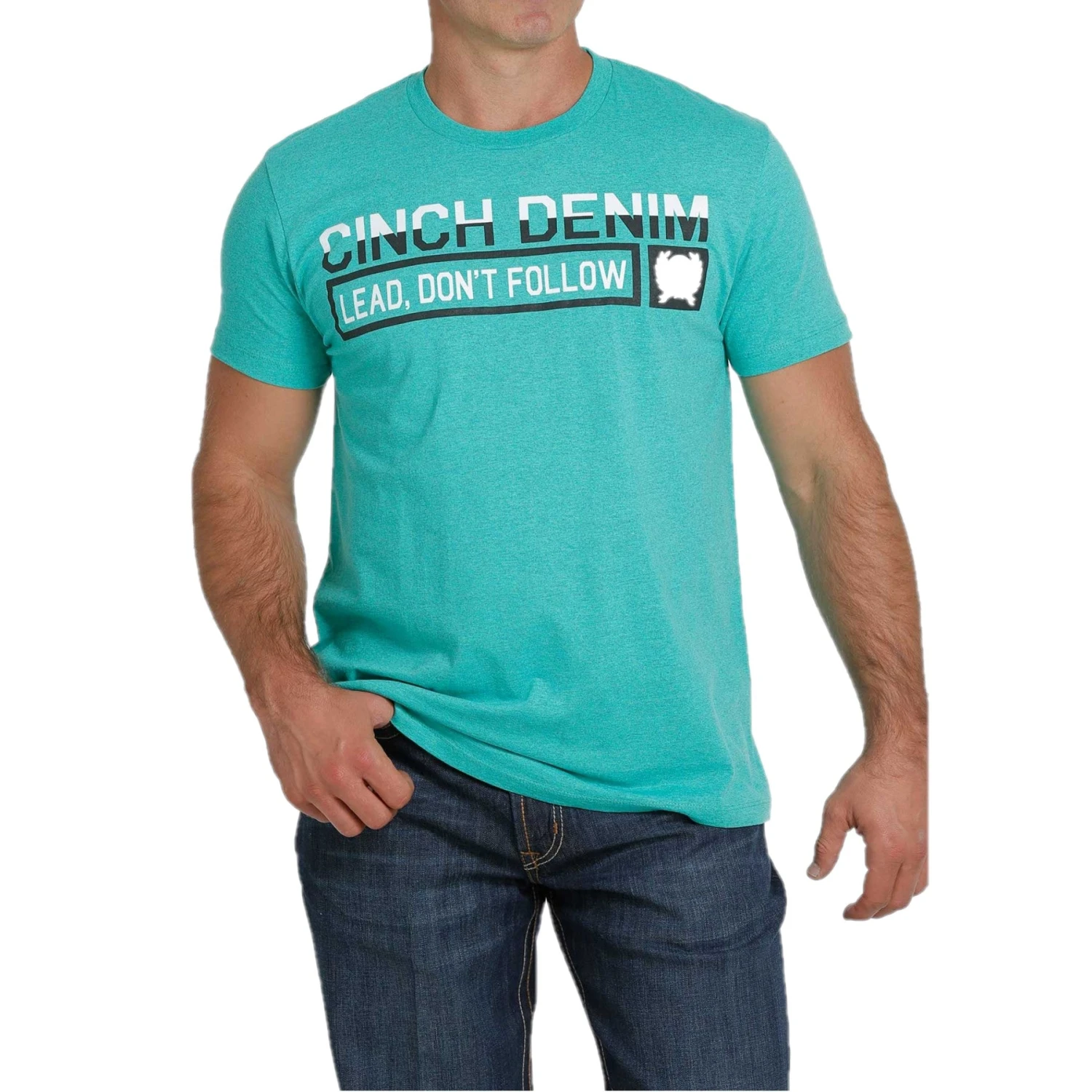 Cinch Men's "Lead, Don't Follow" SS Turquoise T-Shirt MTT1690454 3 Cinch Men's "Lead, Don't Follow" SS Turquoise T-Shirt MTT1690454