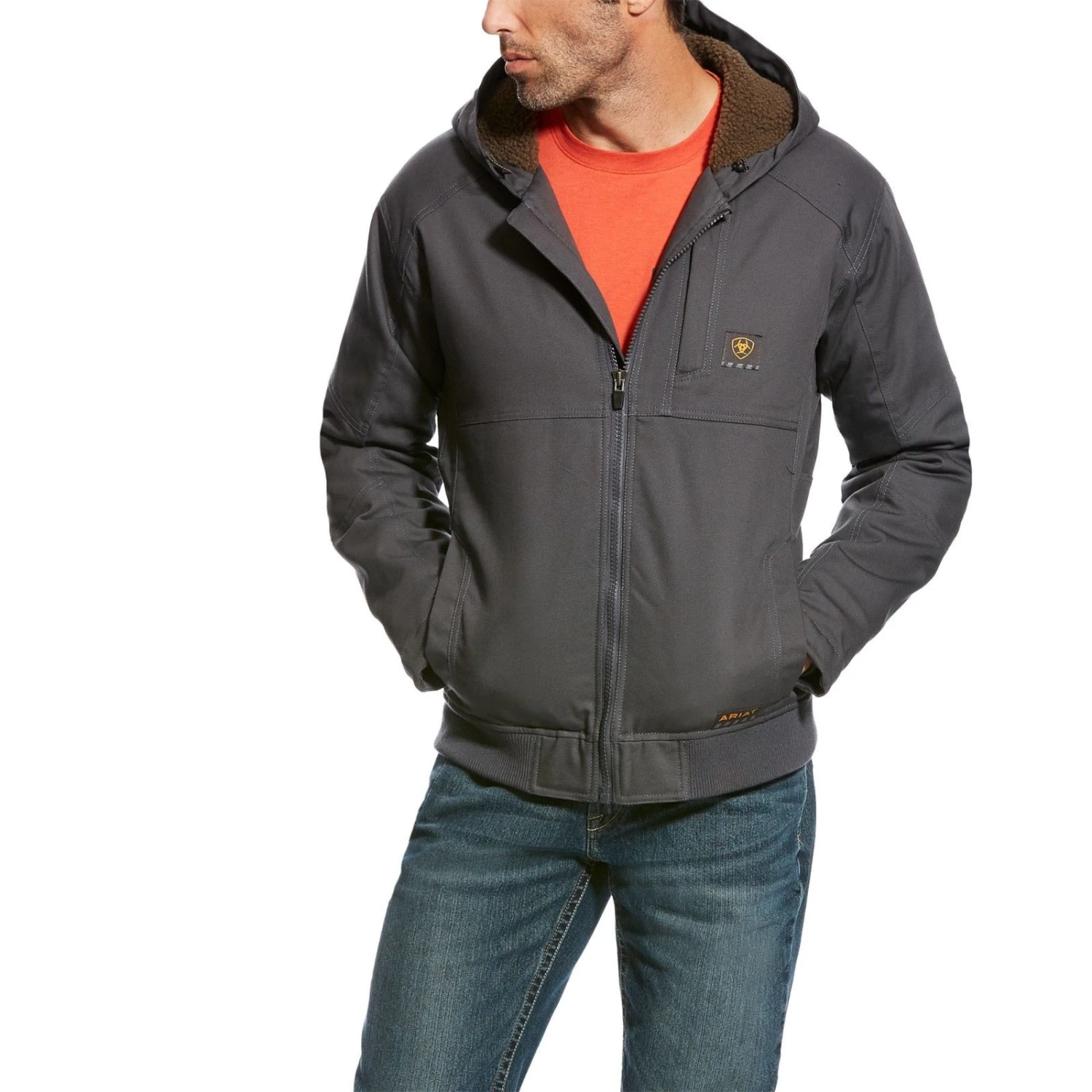 Ariat® Men's Rebar Duracanvas Grey Hooded Jacket 10023919 3 Ariat® Men's Rebar Duracanvas Grey Hooded Jacket 10023919