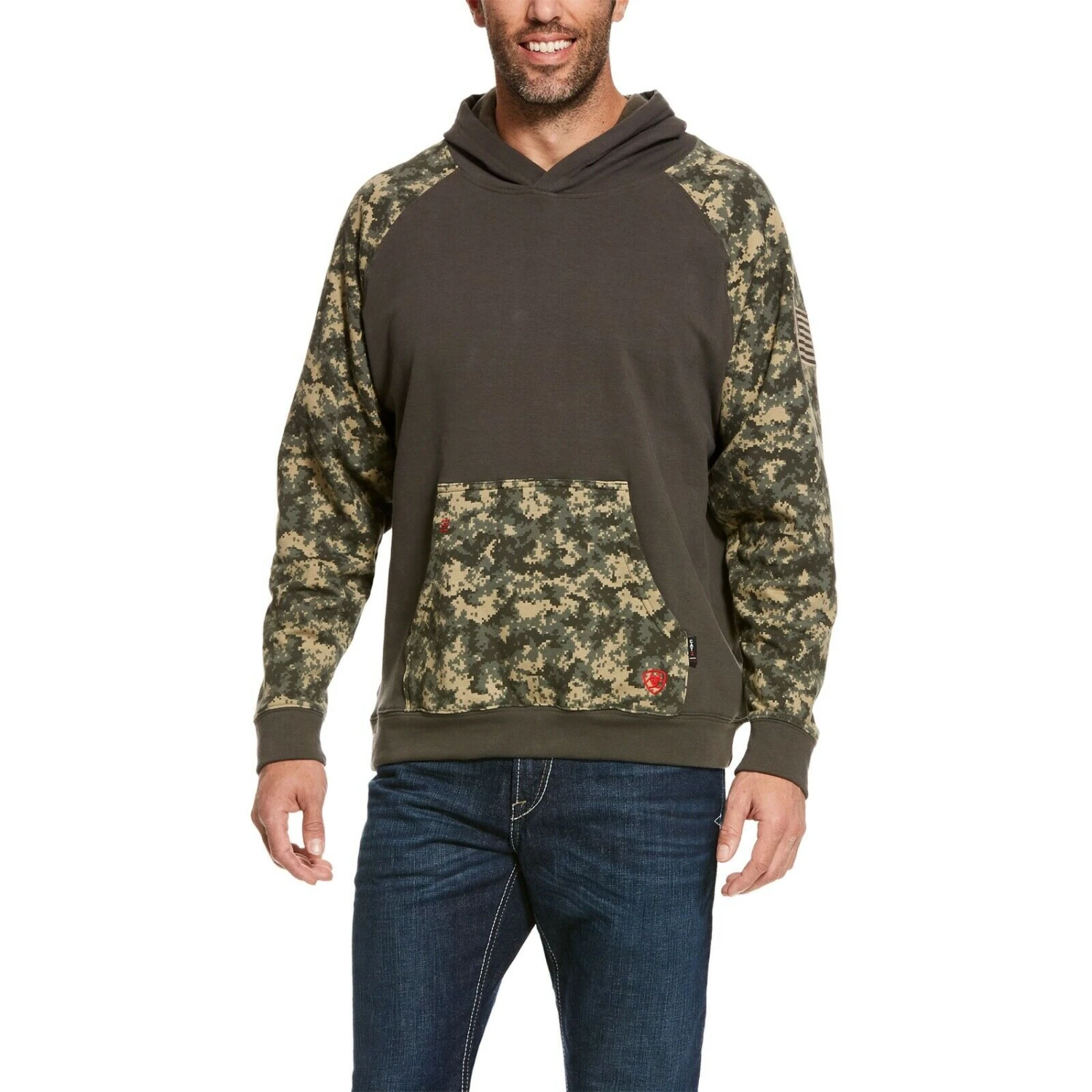 Ariat® Men's FR DuraStretch Patriot Sage Green Camo Hoodie 10027911 3 Ariat® Men's FR DuraStretch Patriot Sage Green Camo Hoodie 10027911