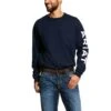 Ariat® Men's FR Pocketed Logo Navy Long Sleeve T-Shirt 10023950 -Ariat 57 198d7ebe f1e9 459b b4fd a705848dec76