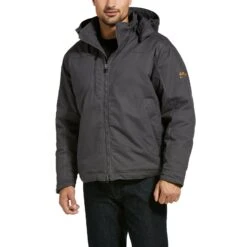 AriatĀ® Men's Rebar MaxMove Cordura Grey Insulated Hood Jacket 10032901