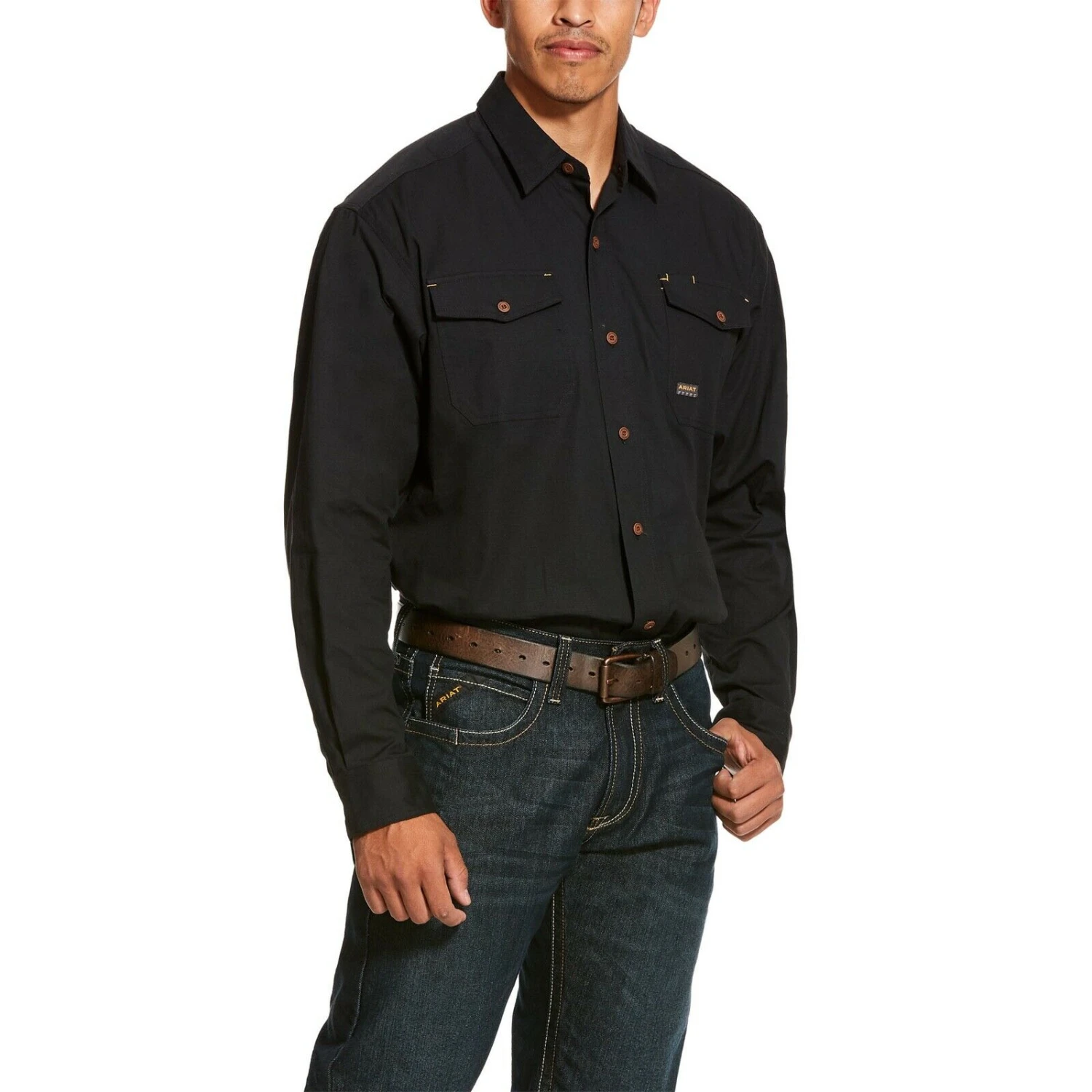 Ariat® Men's Rebar Made Tough DuraStretch Black Work Shirt 10027826 3 Ariat® Men's Rebar Made Tough DuraStretch Black Work Shirt 10027826
