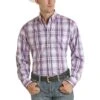 Panhandle Select Mens Lilac Poplin Plaid Button Down Shirt 36D5021 -Ariat 57 fd7201e0 7c4c 41bd 814e cf38cbce87c7