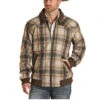 Powder River Outfitters Men's Brown & Beige Plaid Wool Coat 92-1008-23 -Ariat 92 1008