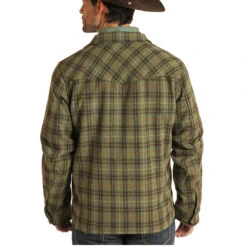 Powder River Outfitters Men's Plaid Wool Olive Coat Jacket 92-1013-31 5 Powder River Outfitters Men's Plaid Wool Olive Coat Jacket 92-1013-31 -Ariat 92 1013 A