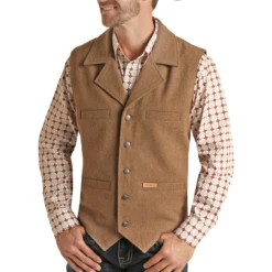 Powder River Men's Solid Montana Camel Vest 98-1176-25