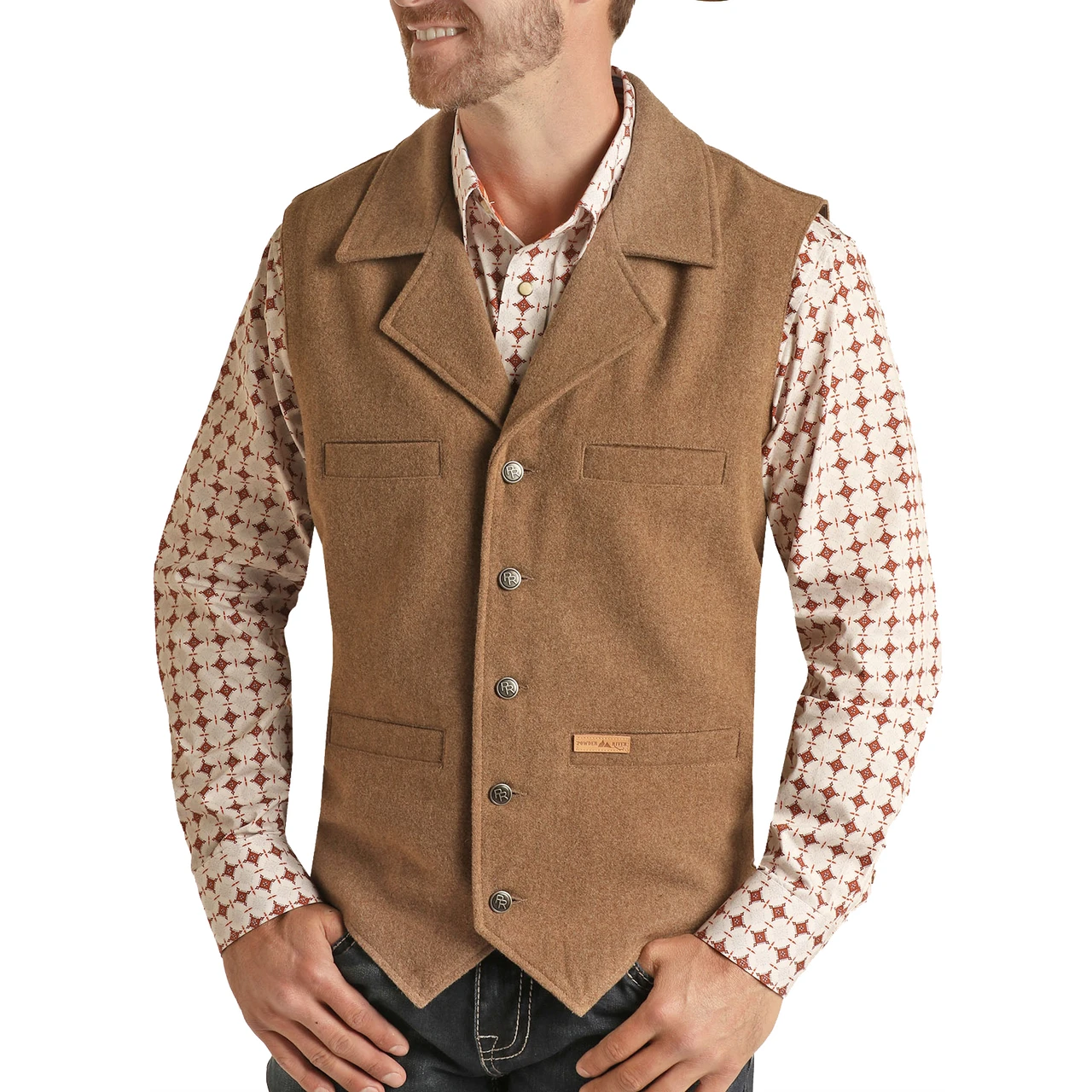 Powder River Men's Solid Montana Camel Vest 98-1176-25 3 Powder River Men's Solid Montana Camel Vest 98-1176-25