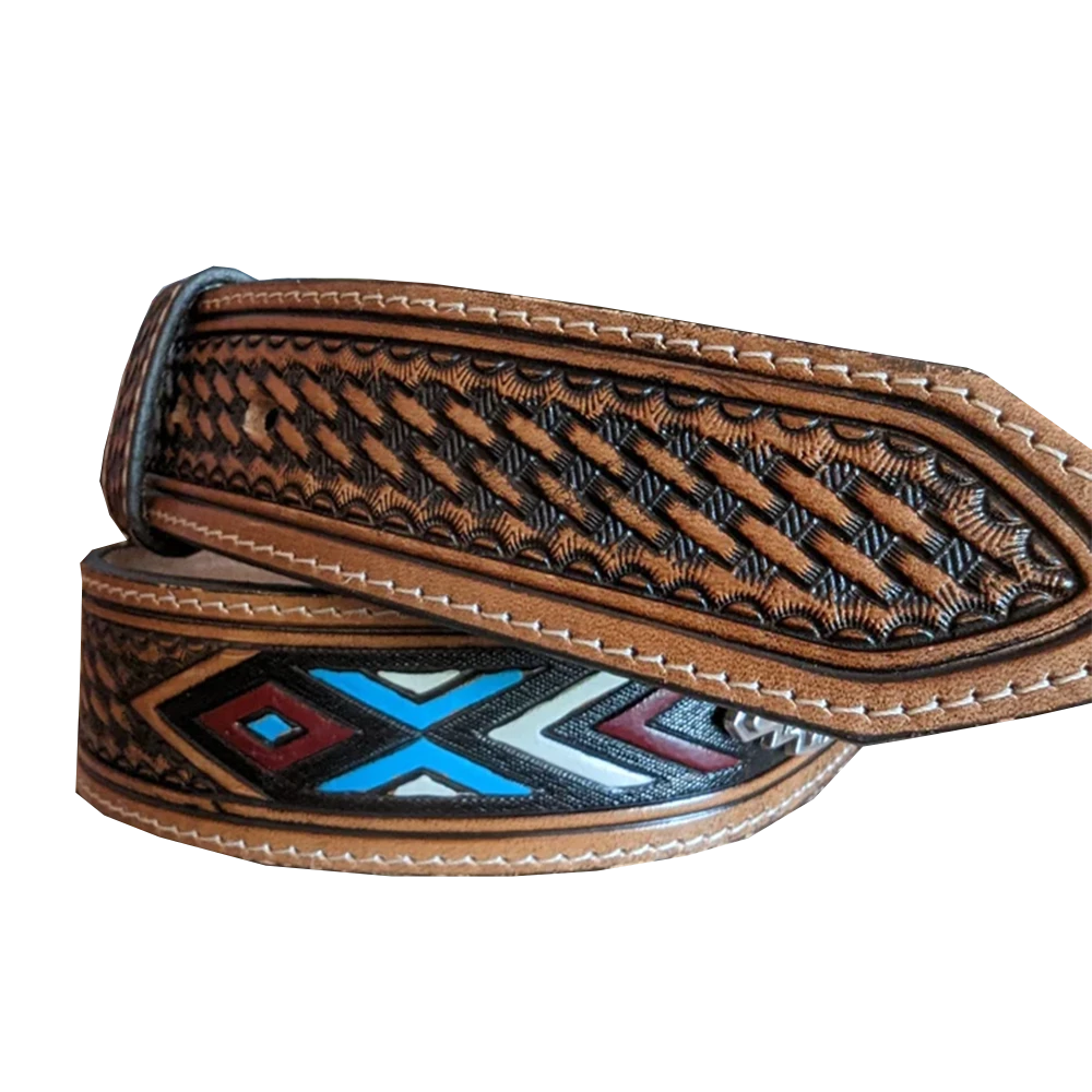 Brighton Men's "Tan Sierra" Sunrise Basket Weave Leather Belt C14134 5 Brighton Men's "Tan Sierra" Sunrise Basket Weave Leather Belt C14134 - Image 3