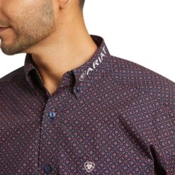 Ariat Men's Team Rives Casual Series Navy Long Sleeve Shirt 10037069 -Ariat F21 MNS WEST 10037069 detail01 1