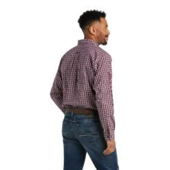 Ariat Men's Team Waylen Pomegranate Button Down Shirt 10038082 -Ariat F21 MNS WEST 10038082 back