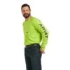 Ariat Men's Rebar Workman Logo Lime Long Sleeve Tee Shirt 10037406 1 Ariat Men's Rebar Workman Logo Lime Long Sleeve Tee Shirt 10037406 -Ariat F21 MNS WORK 10037406 front 1