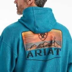 Ariat® Men's Desert Sun Ocean Depths Hooded Sweatshirt 10041726 -Ariat F22 MNS WEST 10041726 detail01