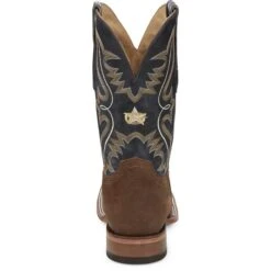 Justin Men's Dusty Blue Cowhide Dillon Wide Square Boots GR8015 -Ariat JST 006 GR8015