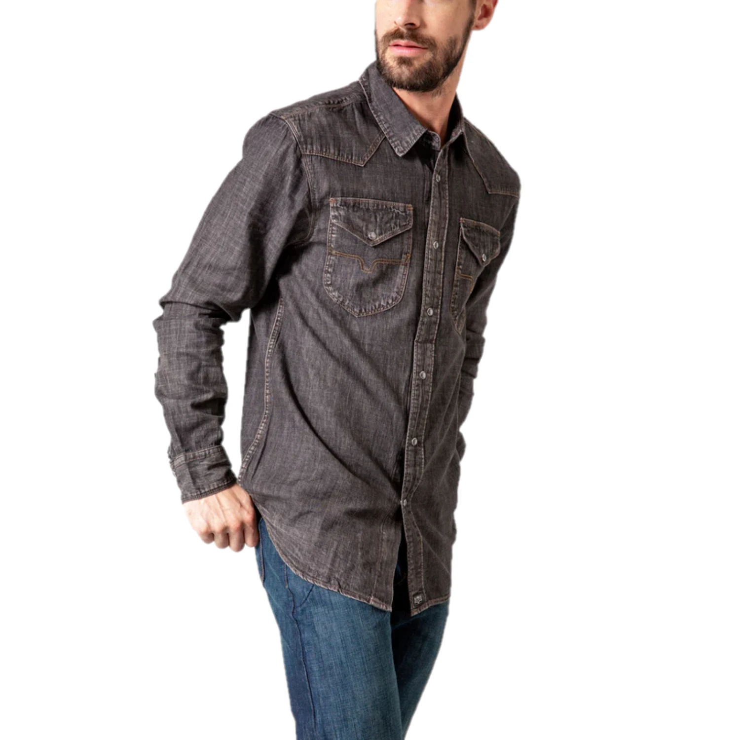 Kimes Ranch® Men's Grimes Black Denim Button Down Shirt KR-GRIMES 5 Kimes Ranch® Men's Grimes Black Denim Button Down Shirt KR-GRIMES - Image 3