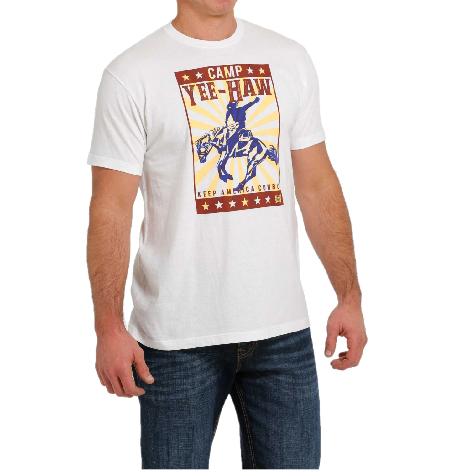 Cinch® Men's "Camp Yee-Haw Keep America Cowboy" White Tee MTT1690541 4 Cinch® Men's "Camp Yee-Haw Keep America Cowboy" White Tee MTT1690541 - Image 2