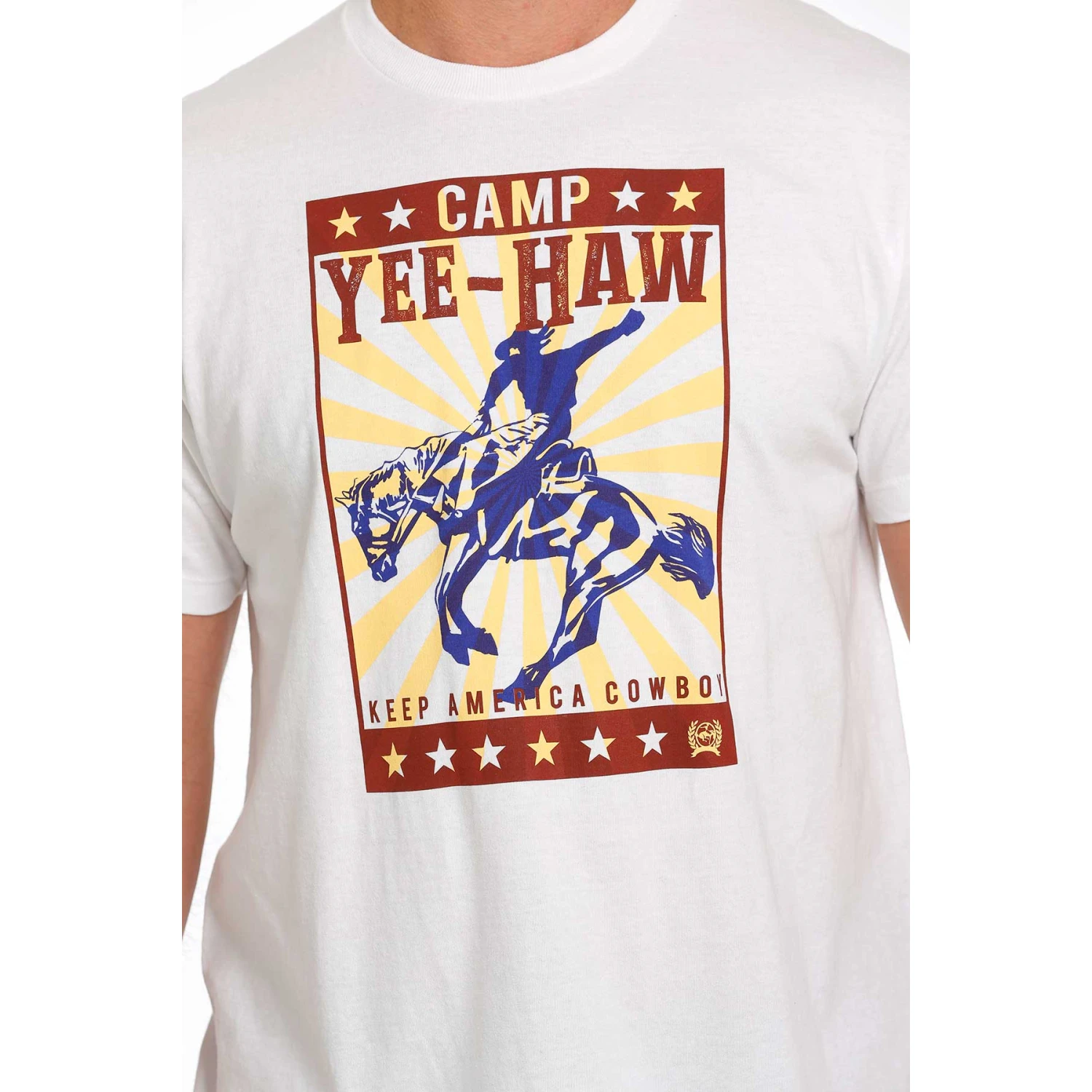 Cinch® Men's "Camp Yee-Haw Keep America Cowboy" White Tee MTT1690541 6 Cinch® Men's "Camp Yee-Haw Keep America Cowboy" White Tee MTT1690541 - Image 4
