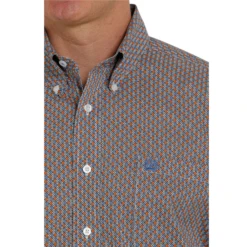 Cinch® Men's Geo Print Blue & Orange Button Down Shirt MTW1105336 7 Cinch® Men's Geo Print Blue & Orange Button Down Shirt MTW1105336 -Ariat MTW1105336 2
