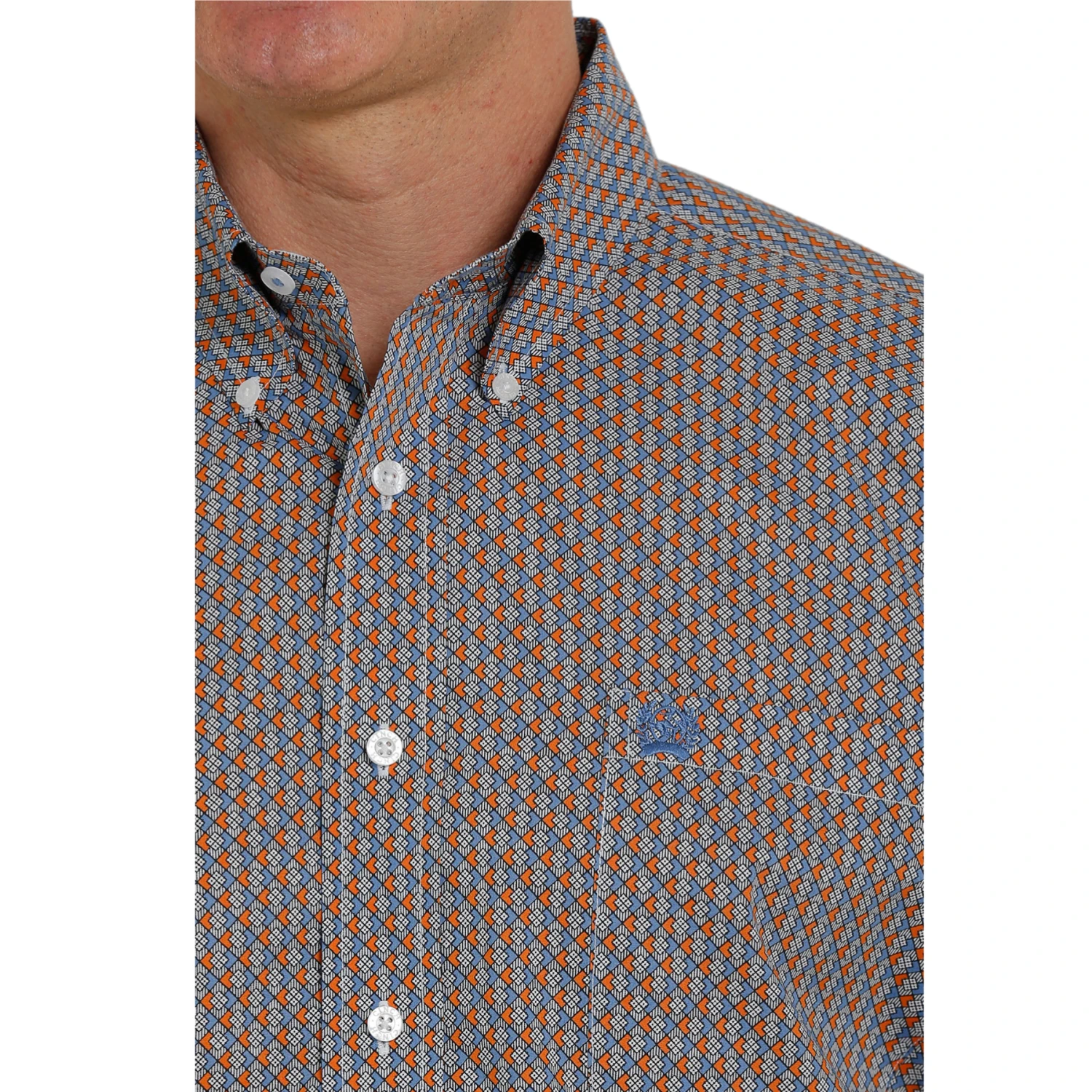 Cinch® Men's Geo Print Blue & Orange Button Down Shirt MTW1105336 5 Cinch® Men's Geo Print Blue & Orange Button Down Shirt MTW1105336 - Image 3