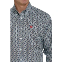 Cinch® Men's Light Blue Geometric Printed Button Down Shirt MTW1105434 -Ariat MTW1105434 2