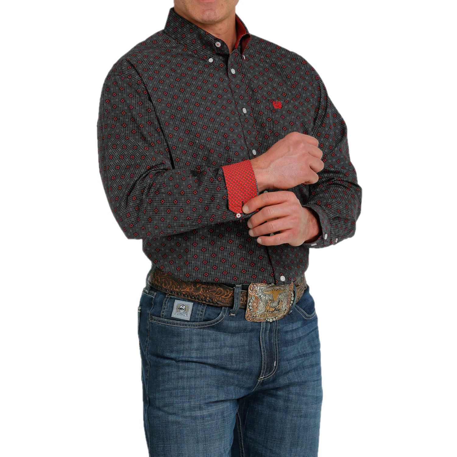 Cinch® Men's Black Geometric Printed Button Down Shirt MTW1105550 4 Cinch® Men's Black Geometric Printed Button Down Shirt MTW1105550 - Image 2