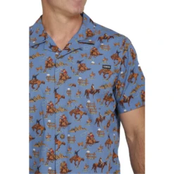 Cinch® Men's Rodeo Print Blue Button Down Camp Shirt MTW1401009 -Ariat MTW1401009 1