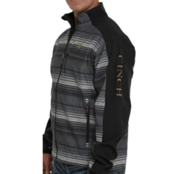 Cinch® Men's Black Striped Bonded Softshell Jacket MWJ1063004 -Ariat MWJ1063004 2 1