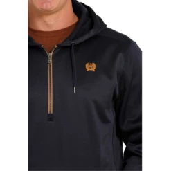 Cinch® Men's 1/4 Zip Tech Navy & Orange Pullover Hoodie MWK1240001 -Ariat MWK1240001 3