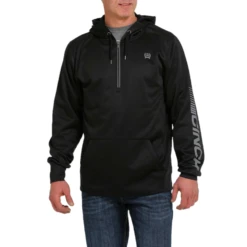 Cinch® Men's Black Pullover Half Zip Hoodie MWK1240003 -Ariat MWK1240003a