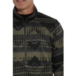 Cinch® Men's Aztec Printed Olive Fleece Pullover MWK1558002 -Ariat MWK1558002 2