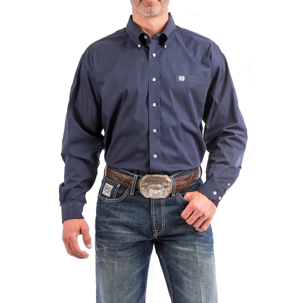 Cinch Men's Solid Navy Long Sleeve Button Down Shirt MTW1104667 3 Cinch Men's Solid Navy Long Sleeve Button Down Shirt MTW1104667